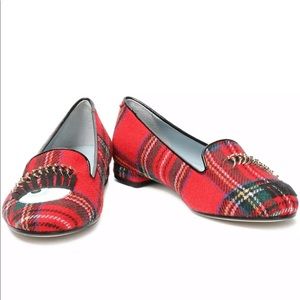 Chiara Ferragini Plaid Loafers Eyes Size 5